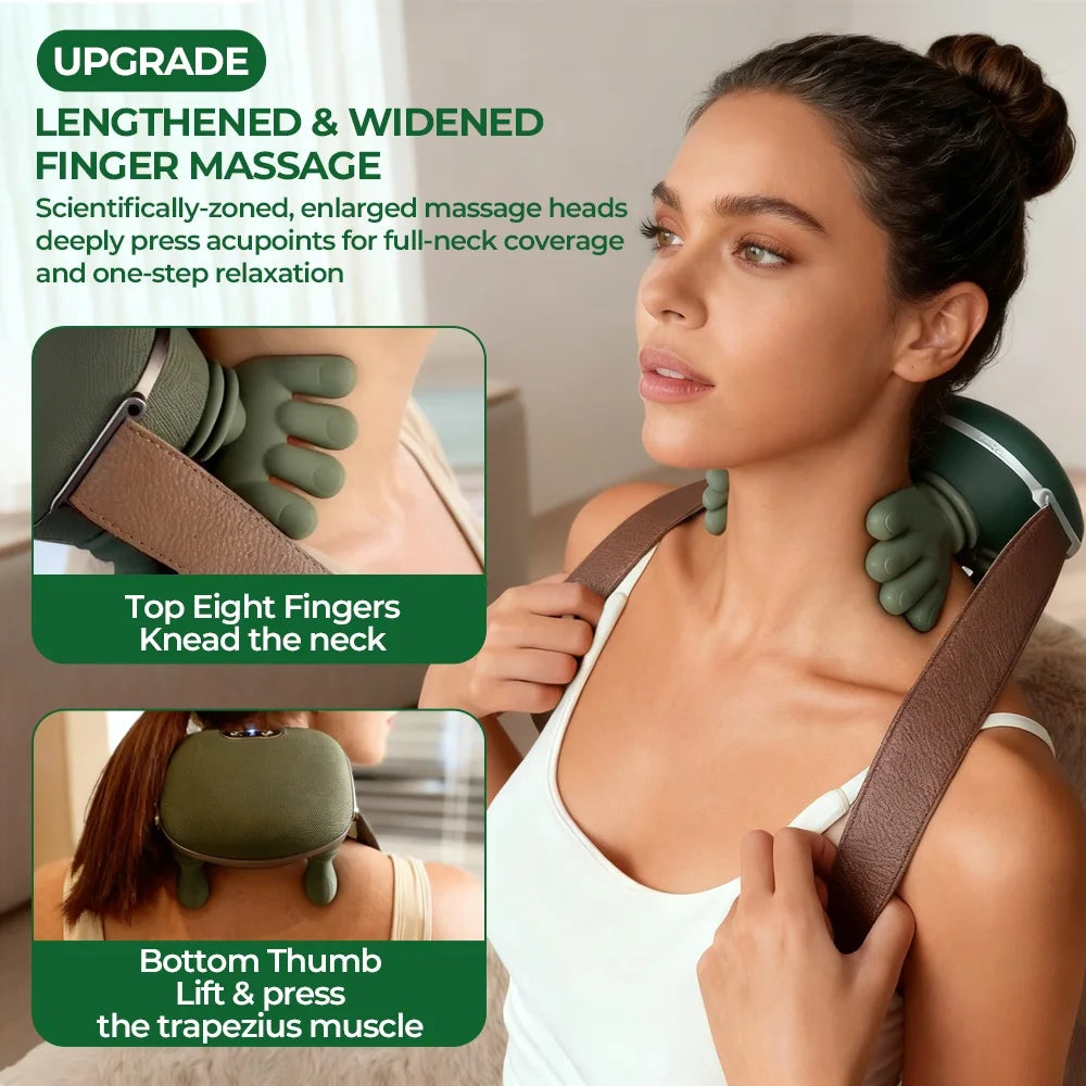 4D Bionic Finger Neck Shoulder Massager Wireless Neck Cervical Trapezius Kneading Massage Shawl Brushless Motor Neck masajeador